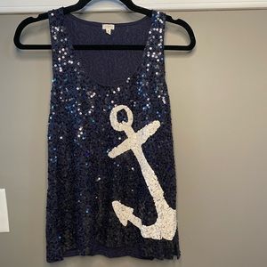 JCrew Factory size small navy sequin anchor tank